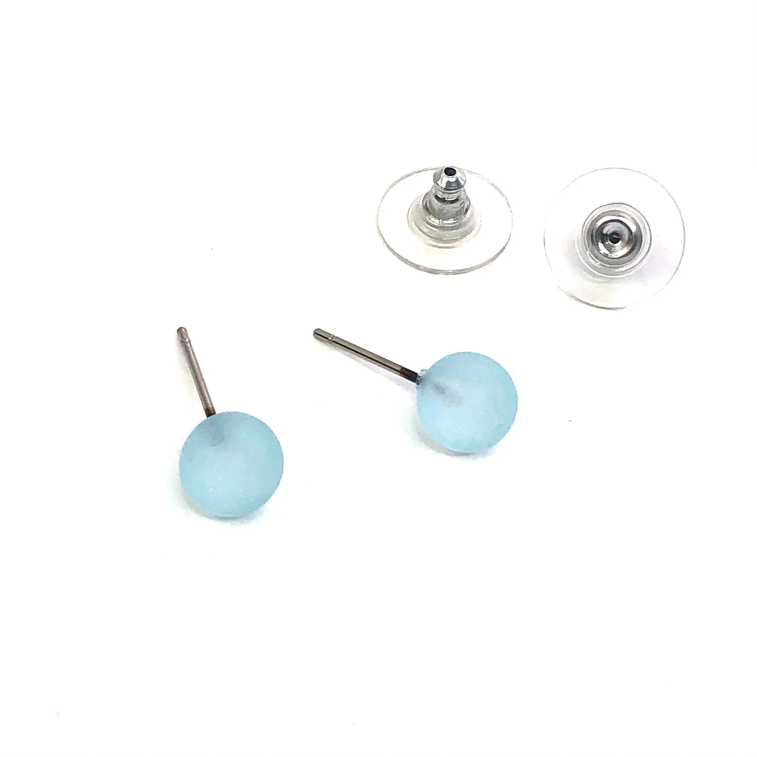 Turquoise Frosted Lucite Mini Ball Stud Earrings