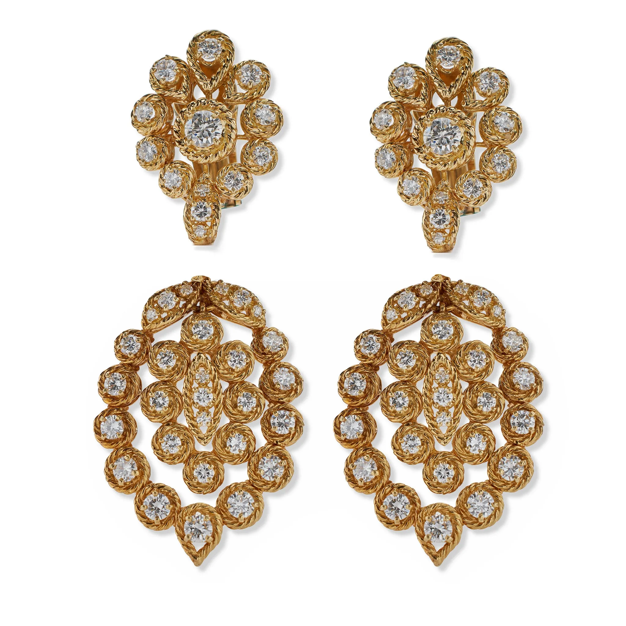 Van Cleef & Arpels Indian-inspired Convertible Diamond Necklace and Pendant Earrings