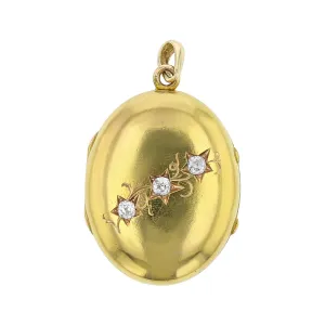 Victorian 14K Yellow Gold Locket with Diamonds