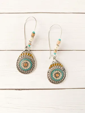 Vintage Drop Earrings with Turquoise and Tan Accents