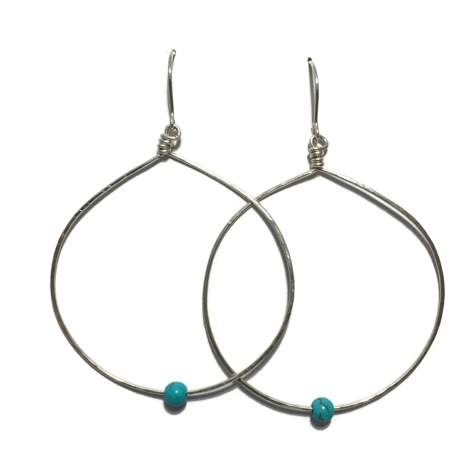 W- big circle earrings with turquoise BCE-T-*