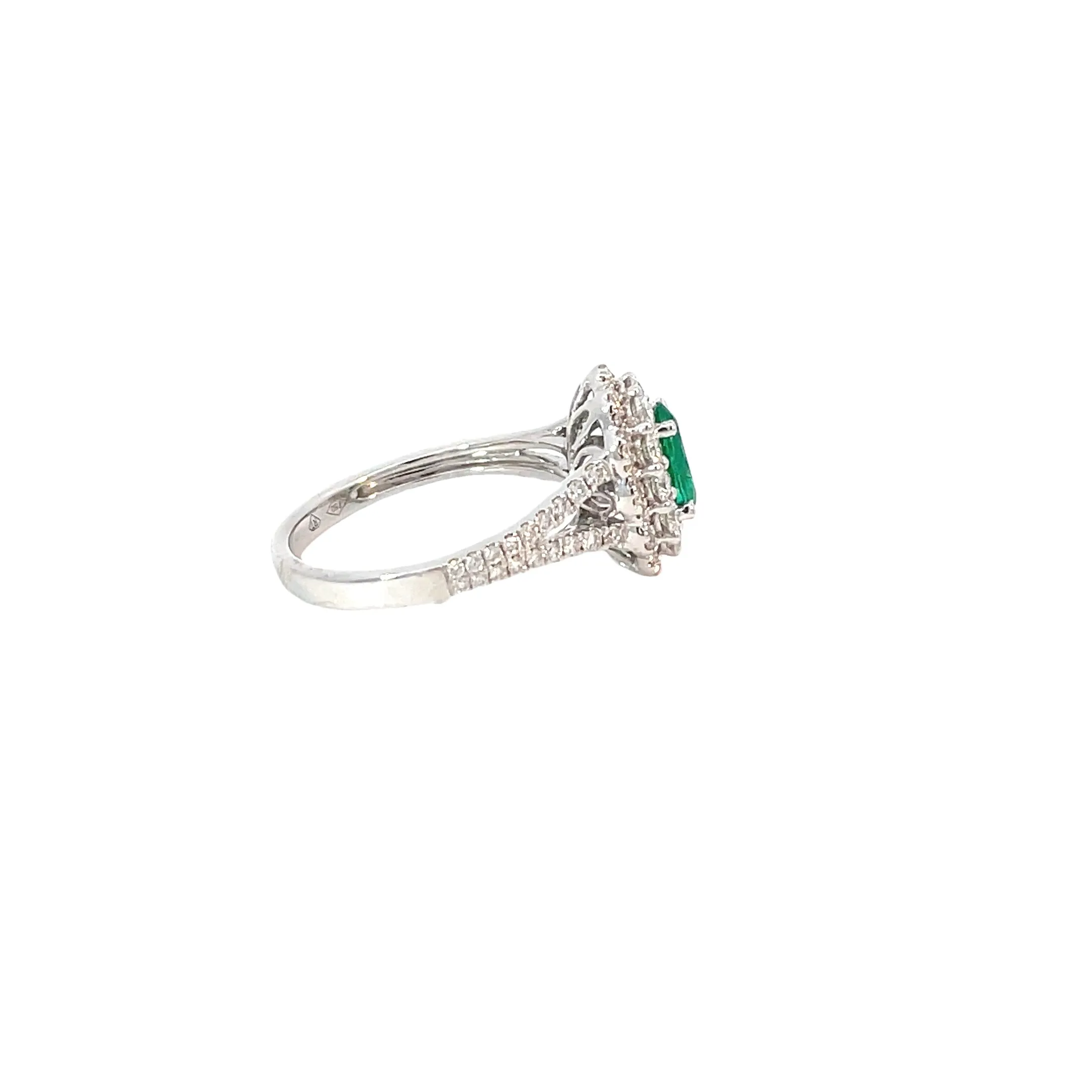 White Gold Diamond Emerald Ring