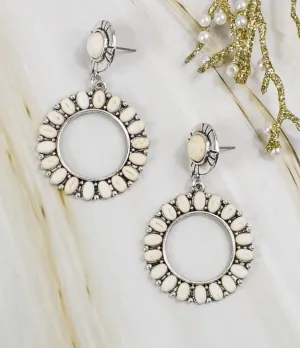 White Turquoise Circle Earrings