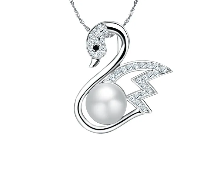 Women's Pendant S925 Sterling Silver Little Swan Natural Pearl Pendant for girls