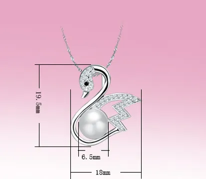 Women's Pendant S925 Sterling Silver Little Swan Natural Pearl Pendant for girls